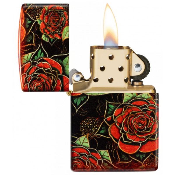 Запальничка бензинова ZIPPO Red Roses Design 540 Fusion чорний, червоний (46849)