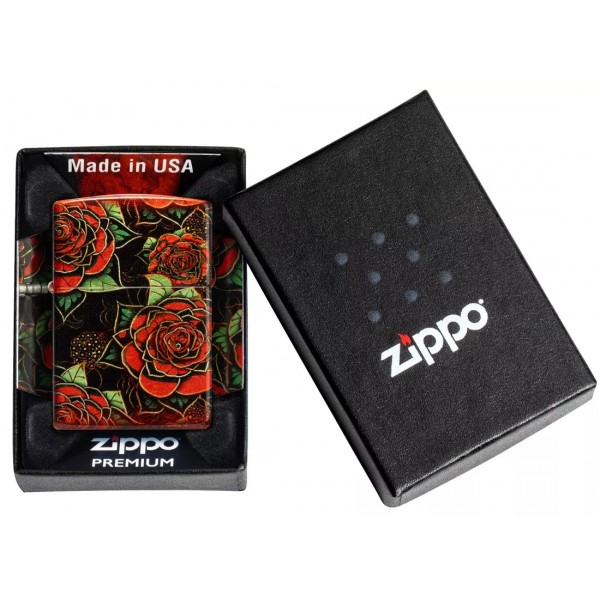 Запальничка бензинова ZIPPO Red Roses Design 540 Fusion чорний, червоний (46849)