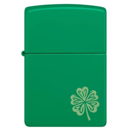 Зажигалка бензиновая ZIPPO Regular Grass Green Matte Lucky Clover Design, зелений (46850)