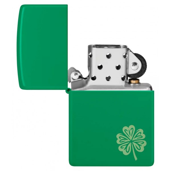 Зажигалка бензиновая ZIPPO Regular Grass Green Matte Lucky Clover Design, зелений (46850)