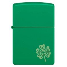 Зажигалка бензиновая ZIPPO Regular Grass Green Matte Lucky Clover Design, зелений (46850)