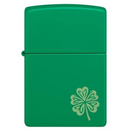 Зажигалка бензиновая ZIPPO Regular Grass Green Matte Lucky Clover Design, зелений (46850)