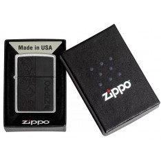 Запальничка бензинова ZIPPO Black Leather Emblem - Zippo Design, хром, шкіра, чорний (46919)