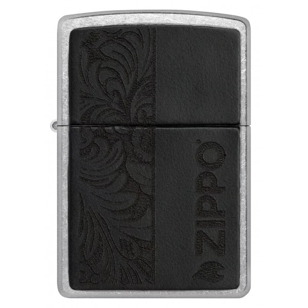 Запальничка бензинова ZIPPO Black Leather Emblem - Zippo Design, хром, шкіра, чорний (46919)