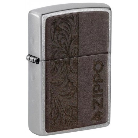 Запальничка бензинова ZIPPO Brown Leather Emblem - Zippo Design, хром, шкіра коричневий (46920)