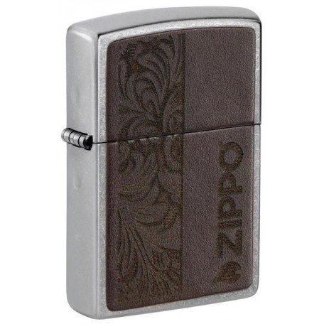 Запальничка бензинова ZIPPO Brown Leather Emblem - Zippo Design, хром, шкіра коричневий (46920)