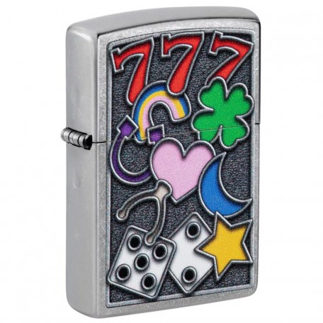 Зажигалка бензиновая ZIPPO All Luck Design, матовый хром (48682)