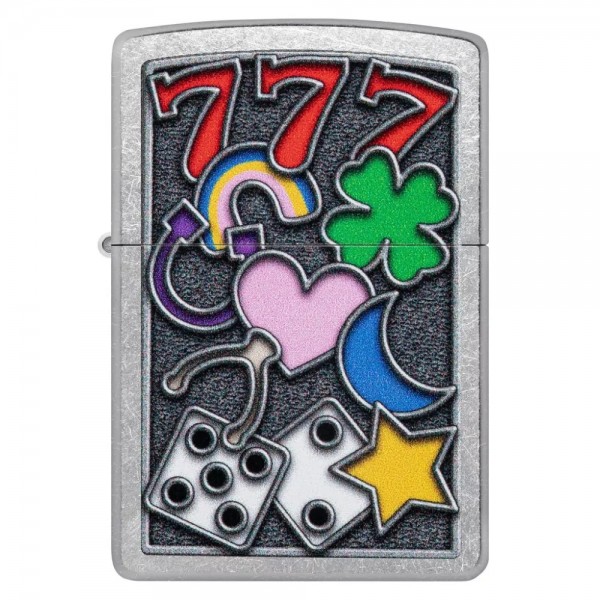 Запальничка бензинова ZIPPO All Luck Design, матовий хром (48682)