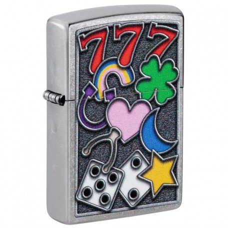 Запальничка бензинова ZIPPO All Luck Design, матовий хром (48682)