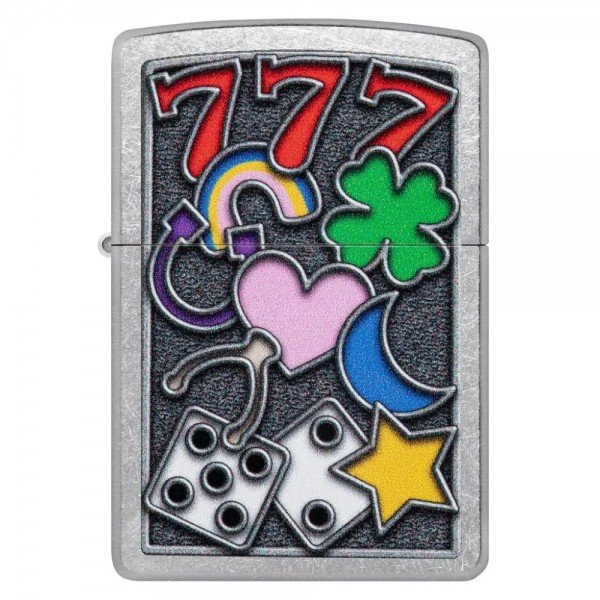 Запальничка бензинова ZIPPO All Luck Design, матовий хром (48682)