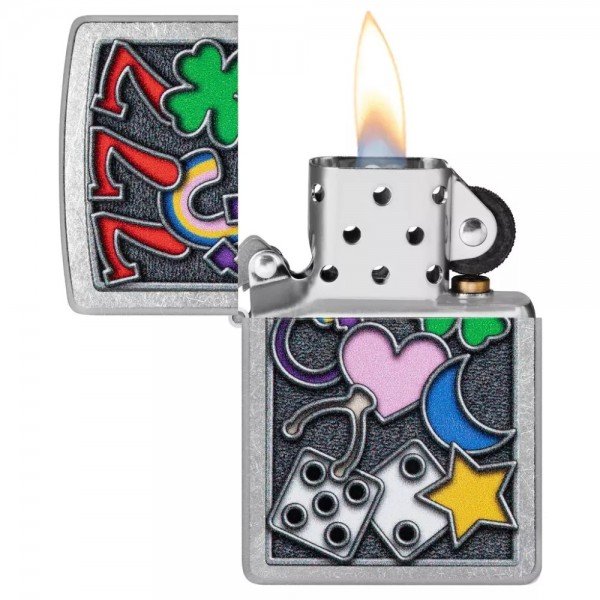 Запальничка бензинова ZIPPO All Luck Design, матовий хром (48682)