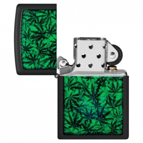 Запальничка ZIPPO Cannabis Design Black Light світиться в ультрафіолеті (48736)