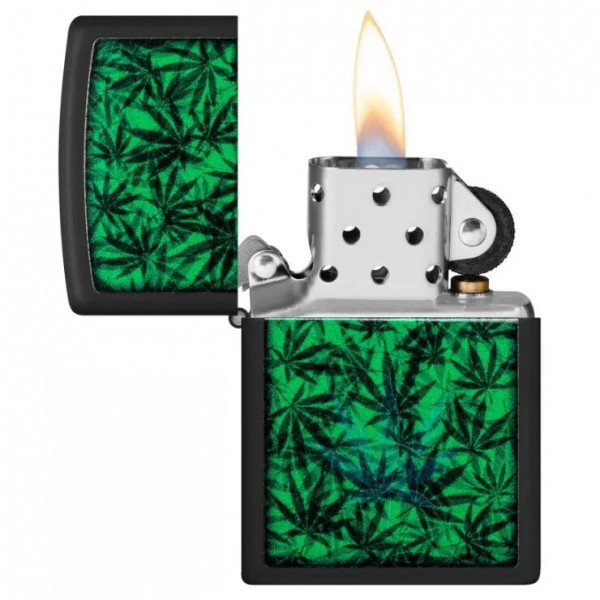 Запальничка ZIPPO Cannabis Design Black Light світиться в ультрафіолеті (48736)