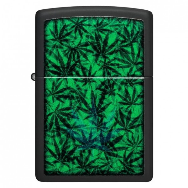Зажигалка ZIPPO Cannabis Design Black Light светится в ультрафиолете (48736)