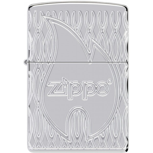 Запальничка колекційна армована Zippo Flame High Polish Chrome (Zippo 48838)