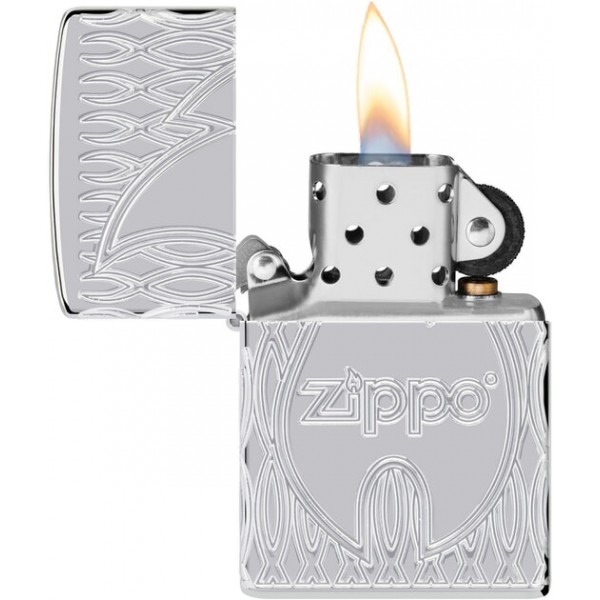 Запальничка колекційна армована Zippo Flame High Polish Chrome (Zippo 48838)
