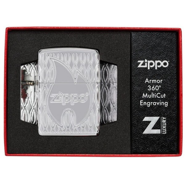 Запальничка колекційна армована Zippo Flame High Polish Chrome (Zippo 48838)