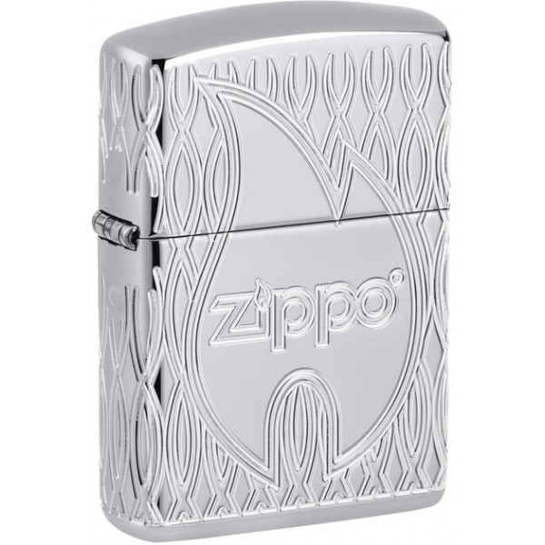 Запальничка колекційна армована Zippo Flame High Polish Chrome (Zippo 48838)