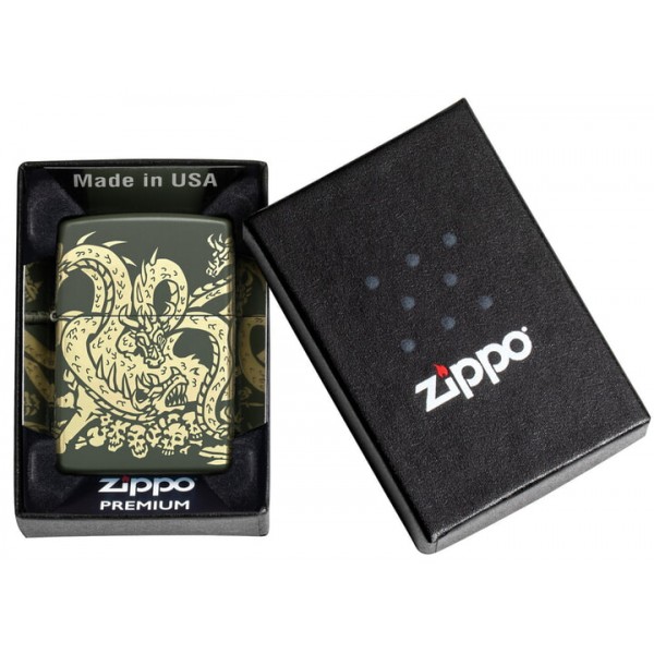 Запальничка Zippo Dragon Design Green Matte (48907zippo)