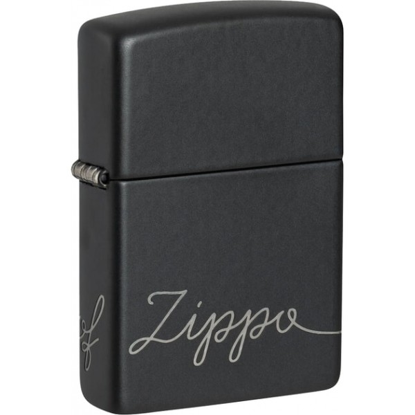 Запальничка Zippo Cursive Чорна матова (Zippo 48979)