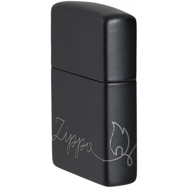 Запальничка Zippo Cursive Чорна матова (Zippo 48979)