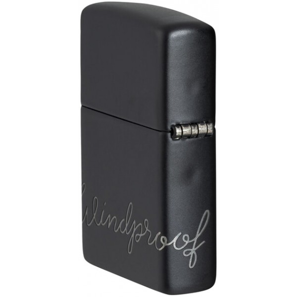 Запальничка Zippo Cursive Чорна матова (Zippo 48979)