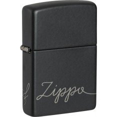 Запальничка Zippo Cursive Чорна матова (Zippo 48979)