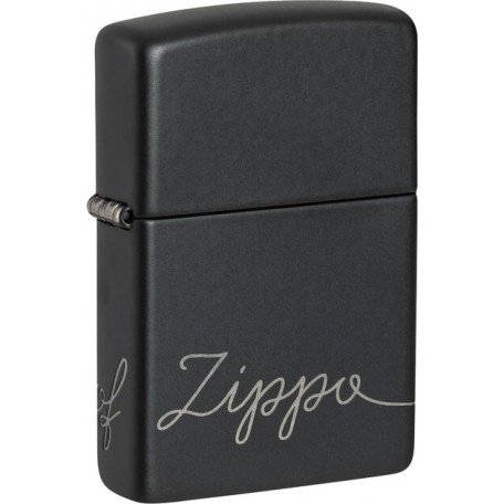 Запальничка Zippo Cursive Чорна матова (Zippo 48979)