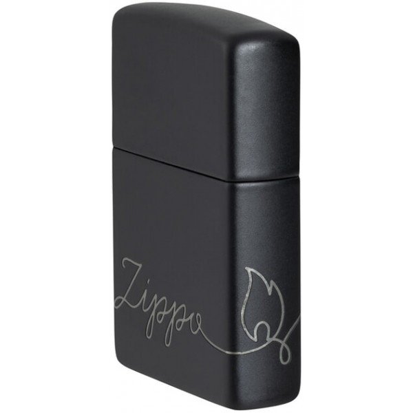 Запальничка Zippo Cursive Чорна матова (Zippo 48979)