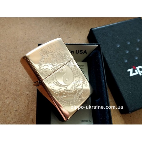  Запальничка Zippo 254B Tiger and Dragon Design Золотиста 49024