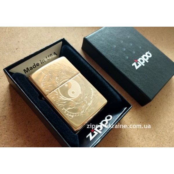  Запальничка Zippo 254B Tiger and Dragon Design Золотиста 49024