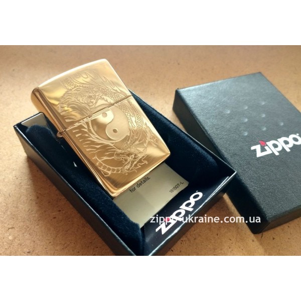  Запальничка Zippo 254B Tiger and Dragon Design Золотиста 49024