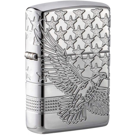 Зажигалка коллекционная армированная Zippo Patriotic High Polish Chrome (Zippo 49027)