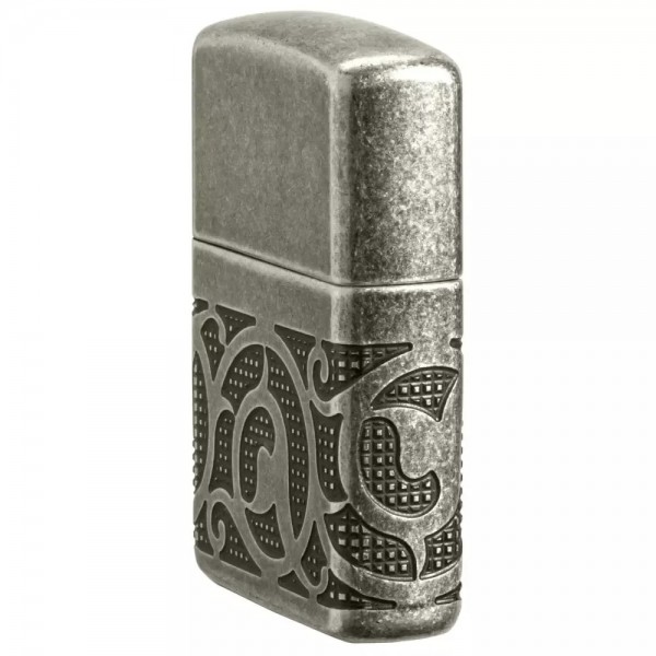 Запальничка бензинова армована Zippo Armor® Antique Silver Pattern Design MultiCut античне срібло, подарункова коробка (49290)