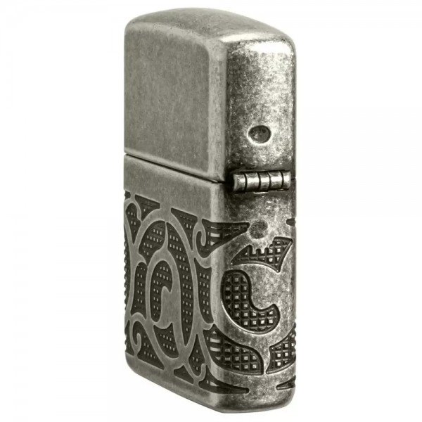 Запальничка бензинова армована Zippo Armor® Antique Silver Pattern Design MultiCut античне срібло, подарункова коробка (49290)