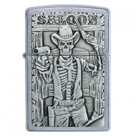 Зажигалка бензиновая ZIPPO Saloon Skull Emblem, матовый хром (49298)