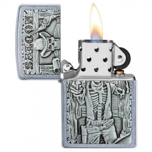 Запальничка бензинова ZIPPO Saloon Skull Emblem, матовий хром (49298)