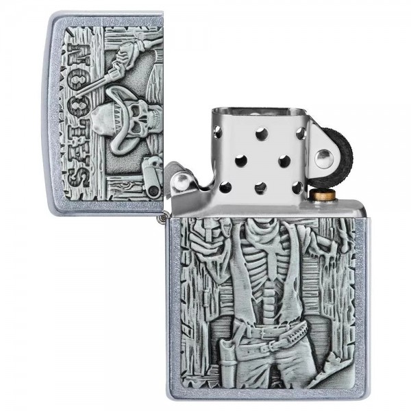 Запальничка бензинова ZIPPO Saloon Skull Emblem, матовий хром (49298)