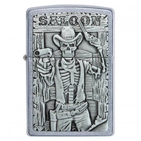 Запальничка бензинова ZIPPO Saloon Skull Emblem, матовий хром (49298)