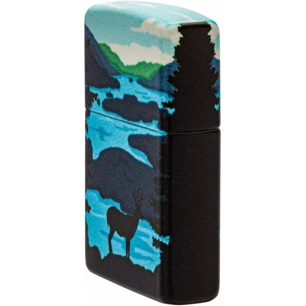 Запальничка бензинова Zippo Deer Landscape 540 Color Process Picturesque Scenic Design Чорний (49483)