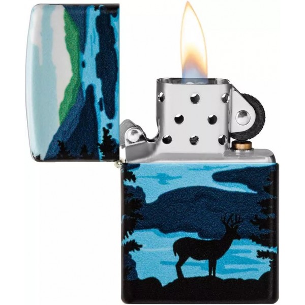 Запальничка бензинова Zippo Deer Landscape 540 Color Process Picturesque Scenic Design Чорний (49483)
