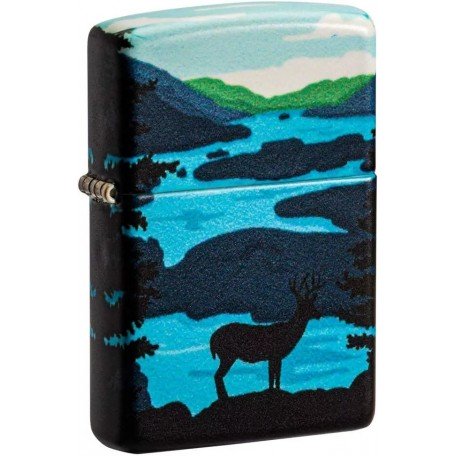 Запальничка бензинова Zippo Deer Landscape 540 Color Process Picturesque Scenic Design Чорний (49483)