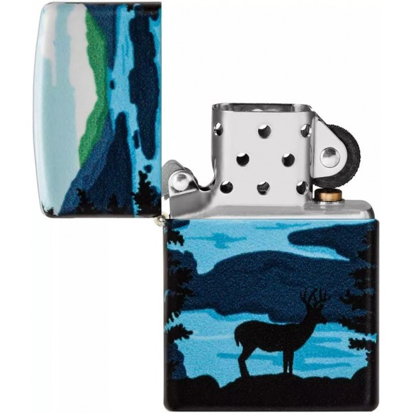 Запальничка бензинова Zippo Deer Landscape 540 Color Process Picturesque Scenic Design Чорний (49483)