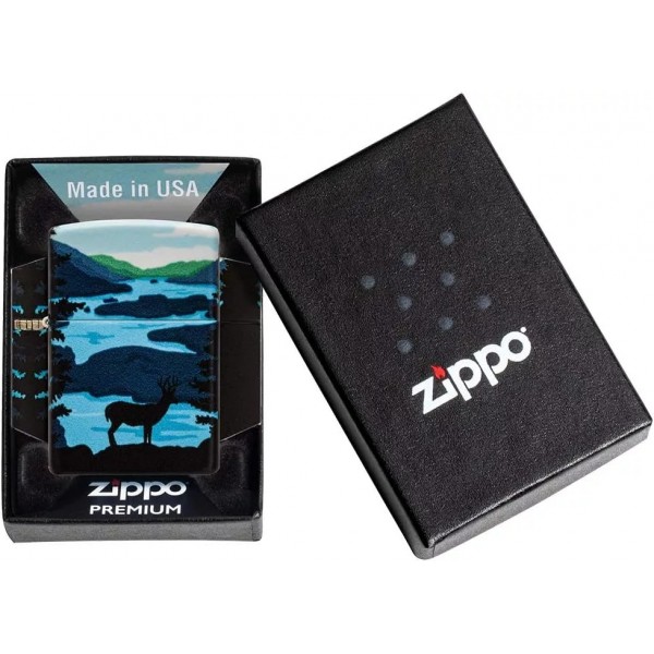 Запальничка бензинова Zippo Deer Landscape 540 Color Process Picturesque Scenic Design Чорний (49483)