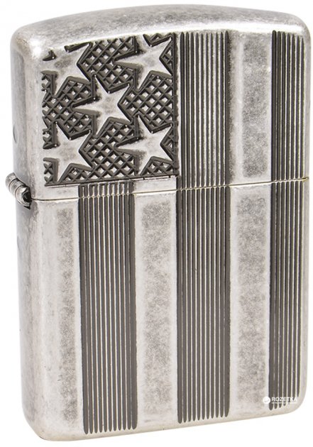 Запальничка Zippo 28974 Flag Armor Antique Silver Plate Срібляста