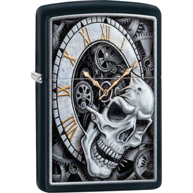 Запальничка Zippo 218 Skull Clock Design чорна (29854)
