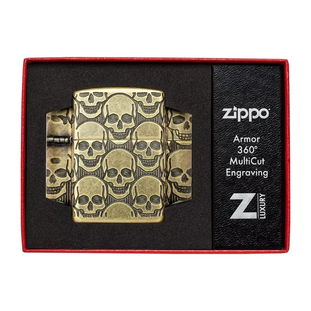 Запальничка армована бензинова Zippo Armor® MultiCut Photo Image 360 Cackling Cranium Design антична латунь (46302)