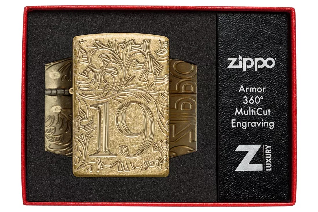 Запальничка армована бензинова ZIPPO Armor® Tumbled Brass 1932 Filigree Design, золотиста (46776)
