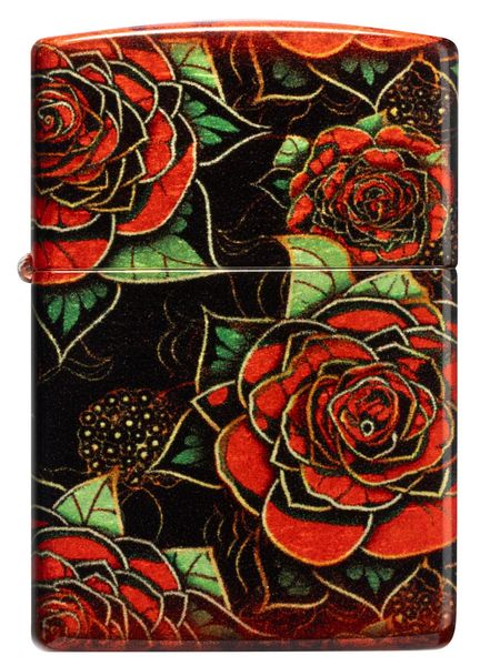 Зажигалка бензиновая ZIPPO Red Roses Design 540 Fusion черный, красный (46849)