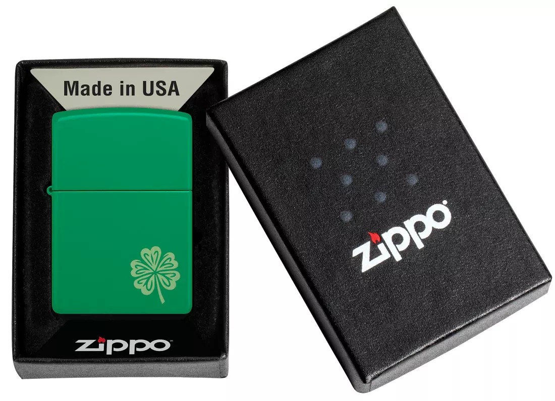 Зажигалка бензиновая ZIPPO Regular Grass Green Matte Lucky Clover
